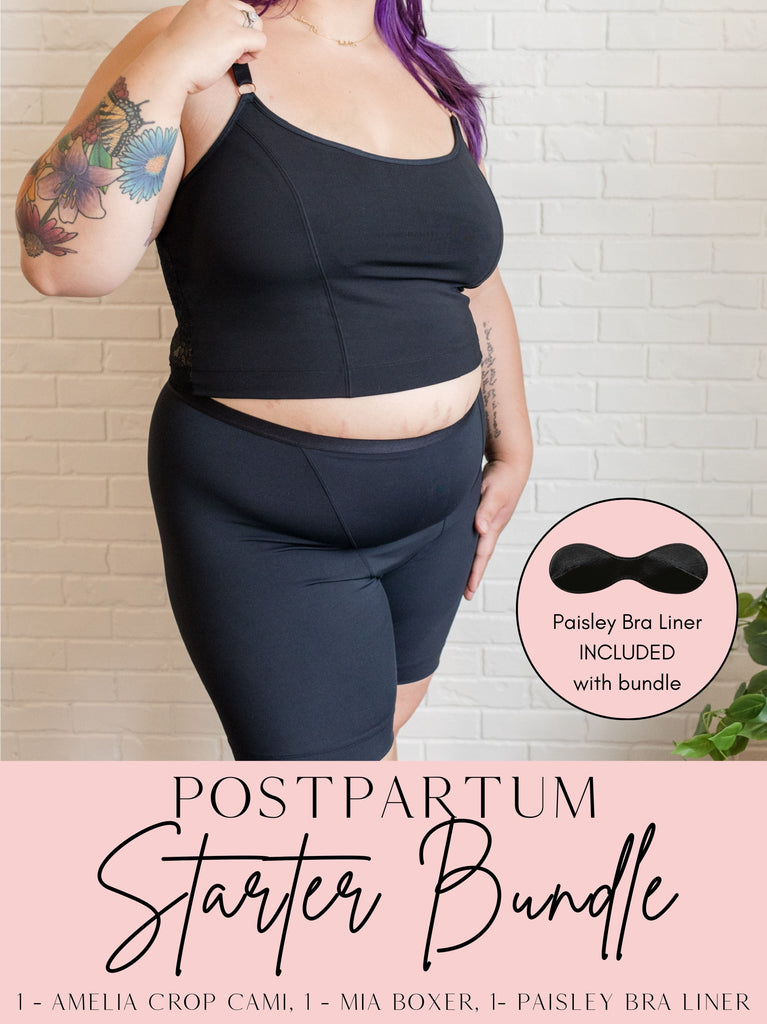 Postpartum Starter Bundle - (Amelia Cami, Mia Boxer & Paisley Liner) Lingerie Davin & Adley 